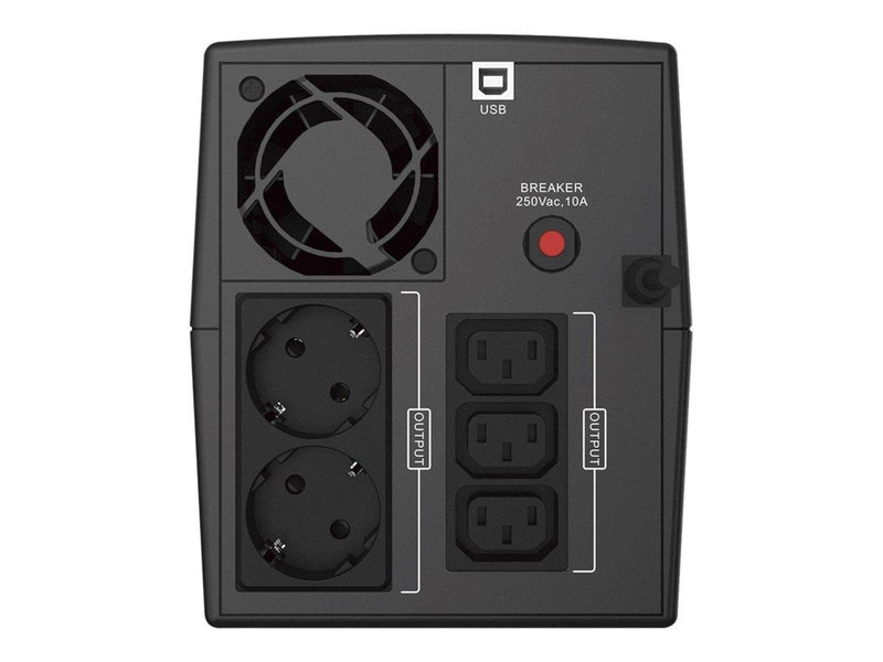 Conceptronics ZEUS03EM UPS 1200VA / 720W HID USB AVR Outputs: (IEC x 3 Schuko x 2)