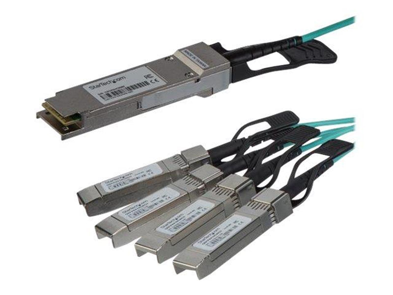 StarTech.com Cisco QSFP-4X10G-AOC10M Compatible QSFP+ Breakout Cable - 15 m - breakout cable - 15 m - black - Schwarz - 15 meter