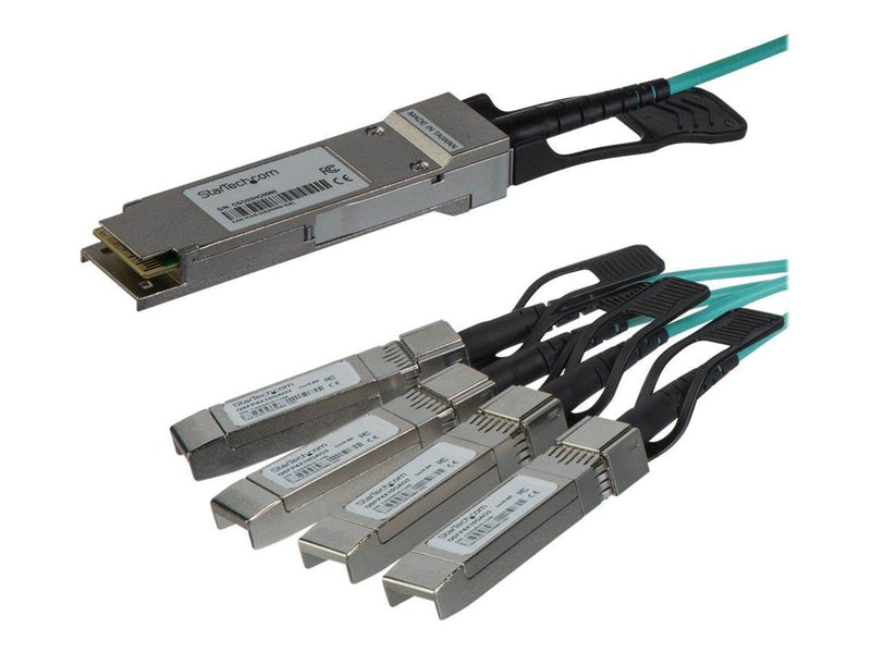 StarTech.com Cisco QSFP-4X10G-AOC10M Compatible QSFP+ Breakout Cable - 15 m - breakout cable - 15 m - black - Schwarz - 15 meter