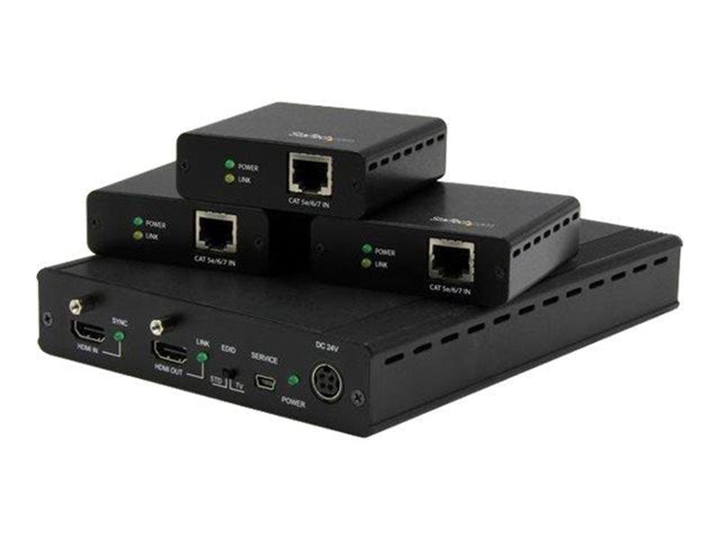 StarTech.com 3-Port HDBaseT Extender Kit w/ Receivers - HDMI over CAT5 - 4K - video/audio extender