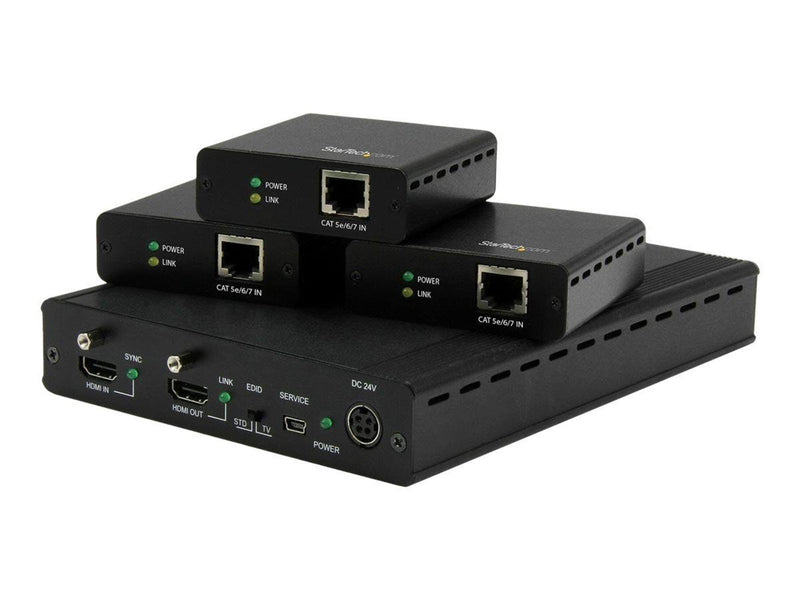 StarTech.com 3-Port HDBaseT Extender Kit w/ Receivers - HDMI over CAT5 - 4K - video/audio extender