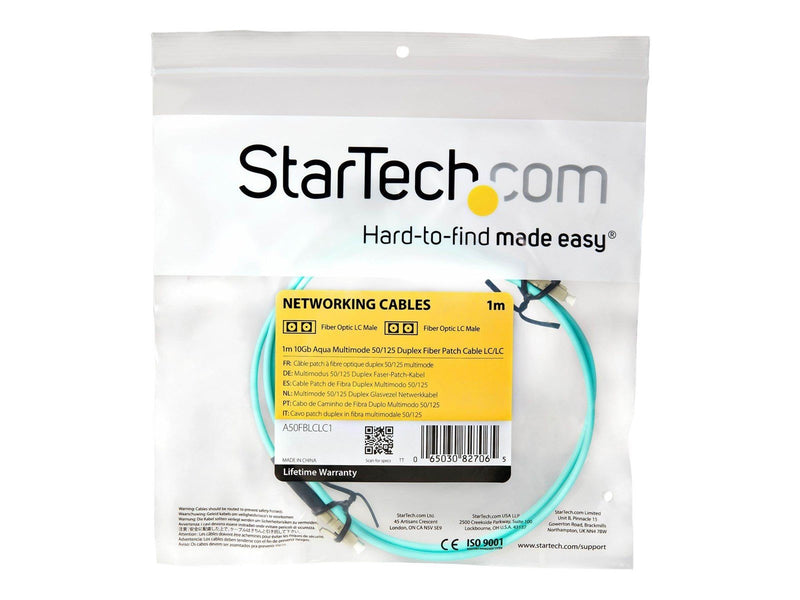 StarTech.com 1m LC Fiber Optic Cable - 10 Gb Aqua - MM Duplex 50/125 - LSZH - patch cable - 1 m - aqua - Blau - 1 meter