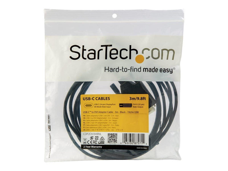 StarTech.com 3 m (10 ft.) USB-C to DVI Cable - 1920 x 1200 - Black - external video adapter