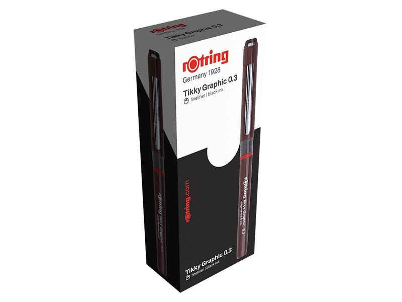 Rotring rOtring Tikky-Grafik Fineliner Filzstifte | 0,3 mm | schwarze Tinte | 12-er Box