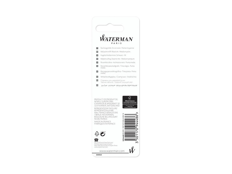 Waterman Ersatzmine für Kugelschreiber | mittlere Spitze | Schwarze Tinte | 1 Stück