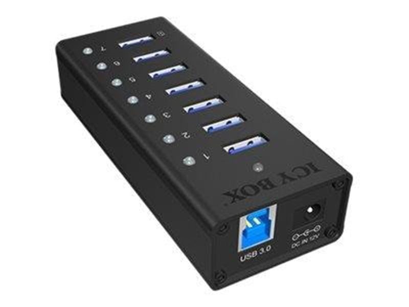 RaidSonic ICY BOX IB-AC618 USB-Hubs - USB 3.2 - 7 - Schwarz