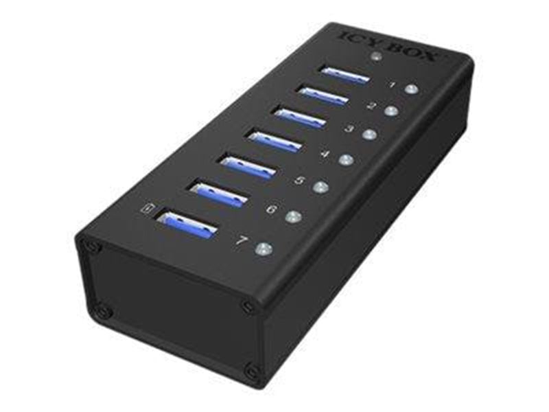 RaidSonic ICY BOX IB-AC618 USB-Hubs - USB 3.2 - 7 - Schwarz