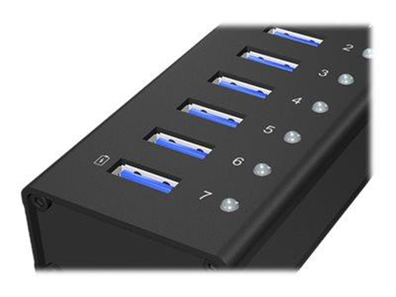 RaidSonic ICY BOX IB-AC618 USB-Hubs - USB 3.2 - 7 - Schwarz