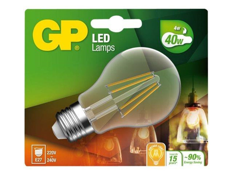 GP LED-Lampe Standard Filament 3,7W/827 (40W) Clear E27