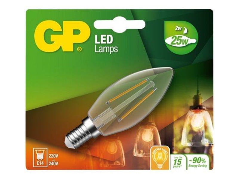 GP LED-Lampe Candle Filament 2W/827 (25W) Clear E14