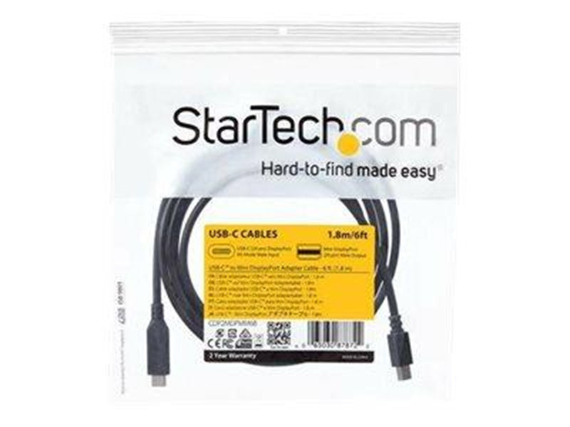 StarTech.com 1.8m / 6 ft USB-C to Mini DisplayPort Cable - 4K 60Hz - Black - external video adapter - STM32F072CBU6 - black