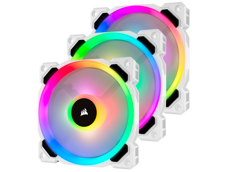 Corsair LL120 RGB Dual Light White 3-pack + Node PRO - Gehäuselüfter - 120mm - Weiß mit RGB-Beleuchtung - 36 dBA