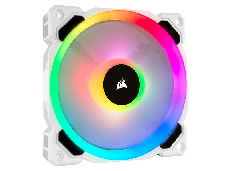 Corsair LL120 RGB Dual Light White 3-pack + Node PRO - Gehäuselüfter - 120mm - Weiß mit RGB-Beleuchtung - 36 dBA