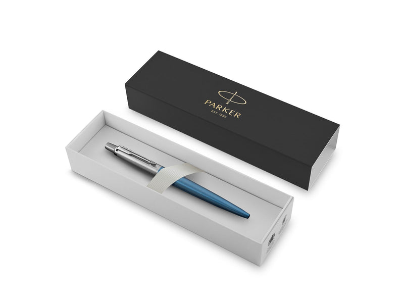 Parker Jotter Kugelschreiber | Waterloo Blue | Mittlere Spitze | Blaue Tinte | Geschenkbox