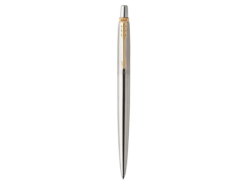 Parker Jotter Kugelschreiber | Edelstahl mit Goldzierteile | Mittlere Spitze | Blaue Tinte | Geschenkbox