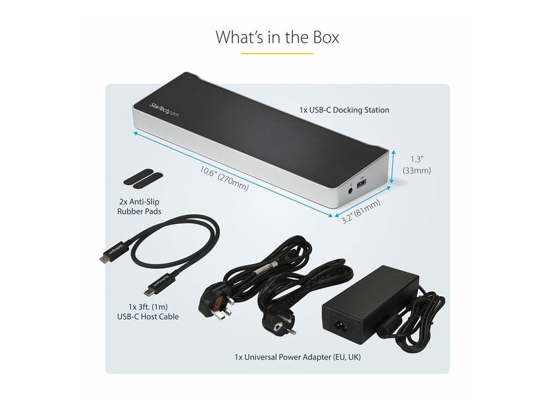 StarTech.com Triple-Monitor 4K USB-C Dock with 5x USB 3.0 Ports - 100W PD - docking station - HDMI DP