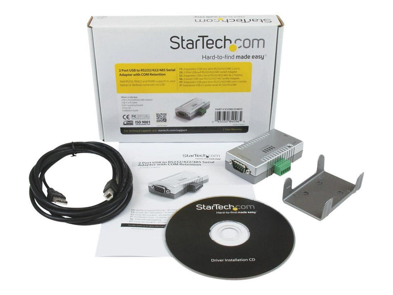 StarTech.com 2 Port USB to RS232 RS422 RS485 Serial Adapter with COM Retention - serial adapter - 2 ports