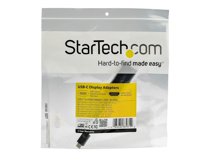 StarTech.com USB-C to HDMI Adapter - HDR 40K 60Hz - USB C to HDMI Converter - external video adapter - MegaChips MCDP2900 - blac