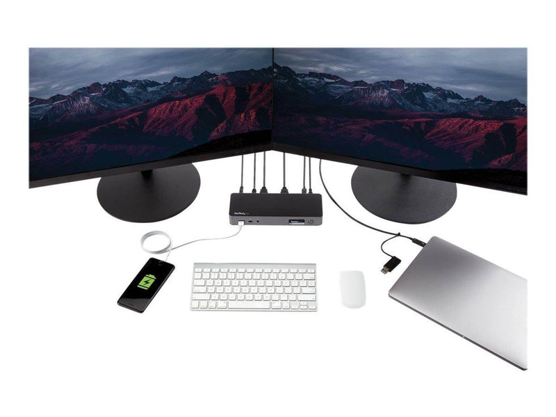 StarTech.com Universal Laptop Docking Station - USB-C & USB 3.0 2x4K 60W PD - docking station - 2 x HDMI 2 x DP