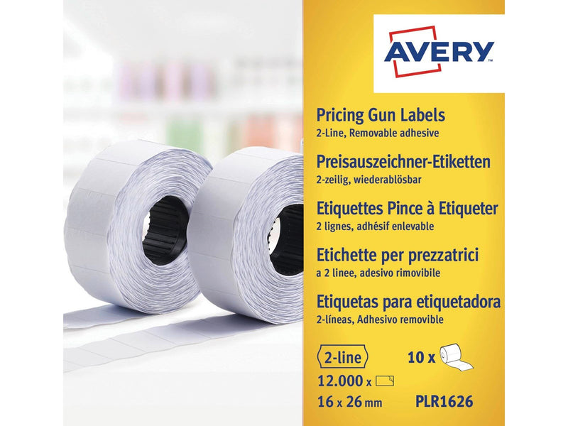 Avery Labels on roll for 2 lines pricing gun up to 18 digits removable white