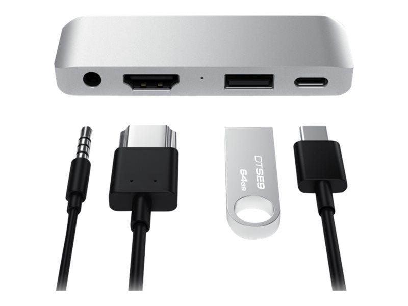 Satechi Aluminum Type-C Mobile Pro Hub Adapter - docking station - Silver