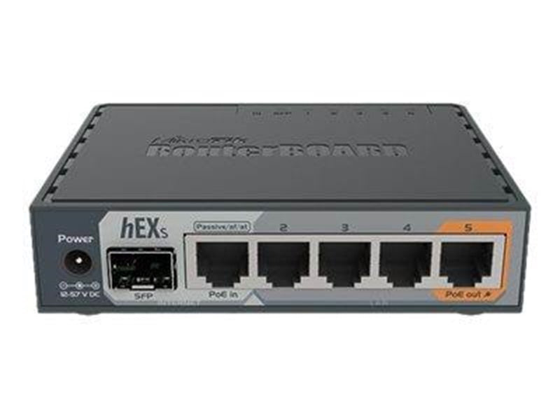 MikroTik hEX S RB760iGS 5x Gigabit Ethernet SFP Dual Core 880MHz CPU 256MB RAM USB microSD RouterOS L4 IPsec hardware encryption