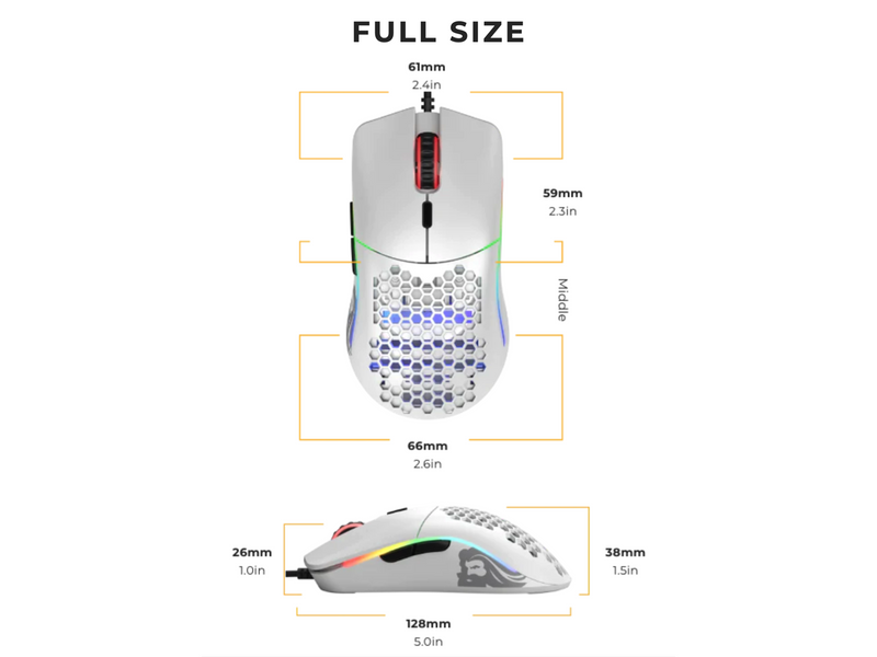 Glorious PC Gaming Race Model O - Matt Weiß - Gaming Maus (Weiß mit RGB Licht)