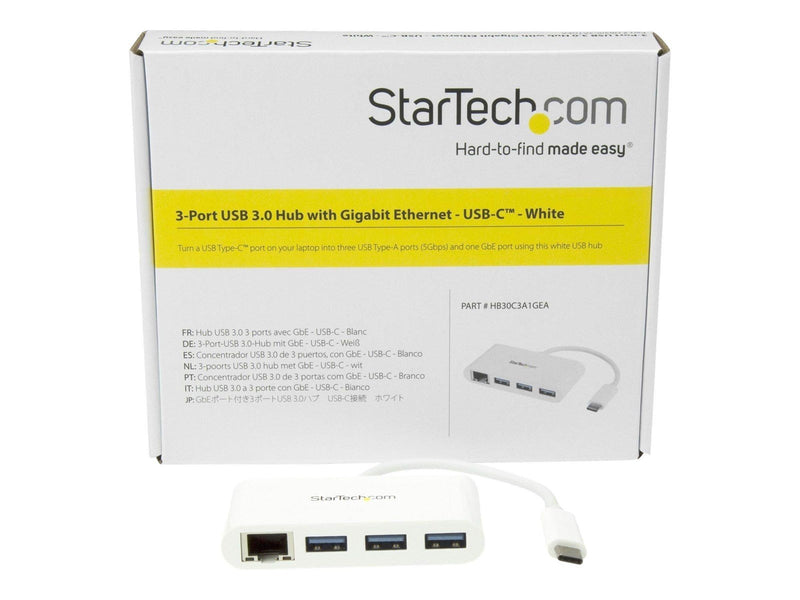 StarTech.com USB-C Hub 3-Port with Gigabit Ethernet USB-Hubs - 3 - Weiß