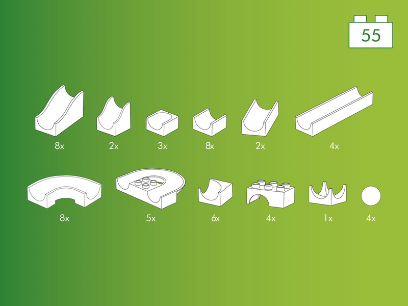 Hubelino Bahnelemente Set 55-teilig