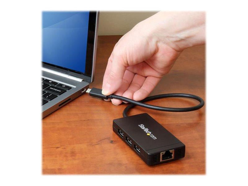 StarTech.com USB 3.0 Hub 3-port with USB-C and GbE USB-Hubs - 3 - Schwarz