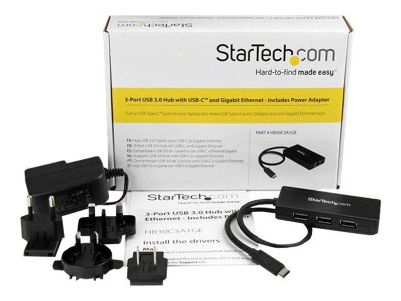 StarTech.com USB 3.0 Hub 3-port with USB-C and GbE USB-Hubs - 3 - Schwarz