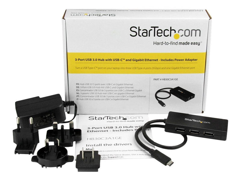 StarTech.com USB 3.0 Hub 3-port with USB-C and GbE USB-Hubs - 3 - Schwarz