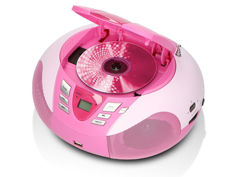 Lenco SCD-37 USB - Portable FM Radio CD and USB player - Pink
