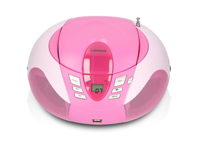 Lenco SCD-37 USB - Portable FM Radio CD and USB player - Pink