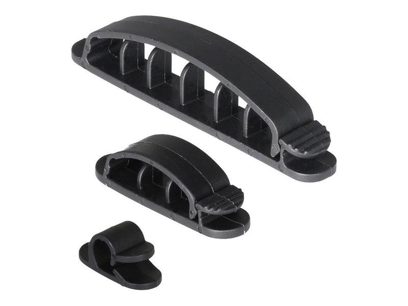 Deltaco adhesive cable clamps in plastic 1/3/6 sl