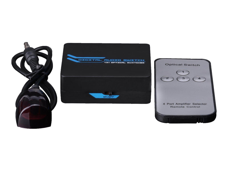 Deltaco APET0401T SPDIF/TOSLINK Digital Optical Audio 4x1 Switch with IR Remote Control