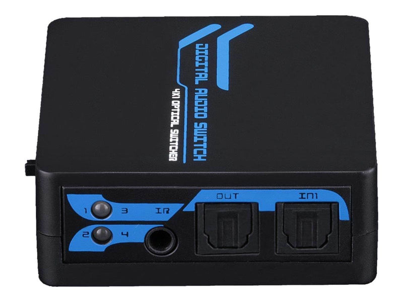 Deltaco APET0401T SPDIF/TOSLINK Digital Optical Audio 4x1 Switch with IR Remote Control