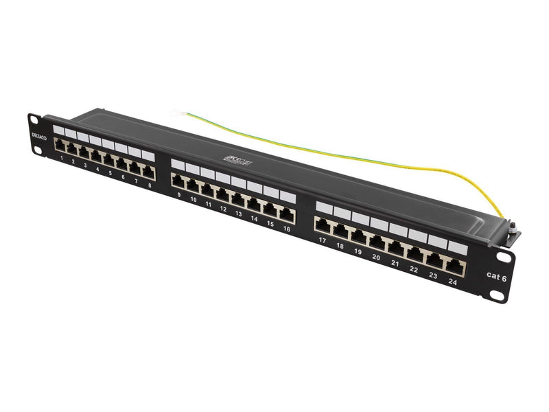 Deltaco PAN-201 STP patch panel 24xRJ45 Cat6 1U 19" metal black