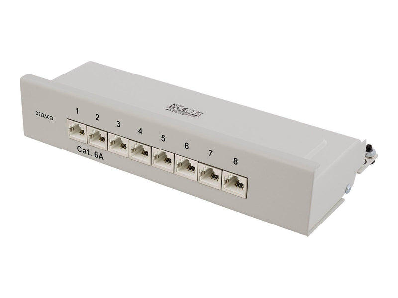 Deltaco Patch Panel 8xRJ45 Cat6a wall-mountable metal grey