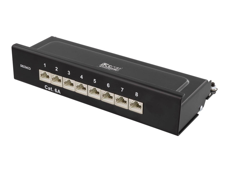 Deltaco PAN-211 Patch Panel 8xRJ45 Cat6a wall-mountable metal black