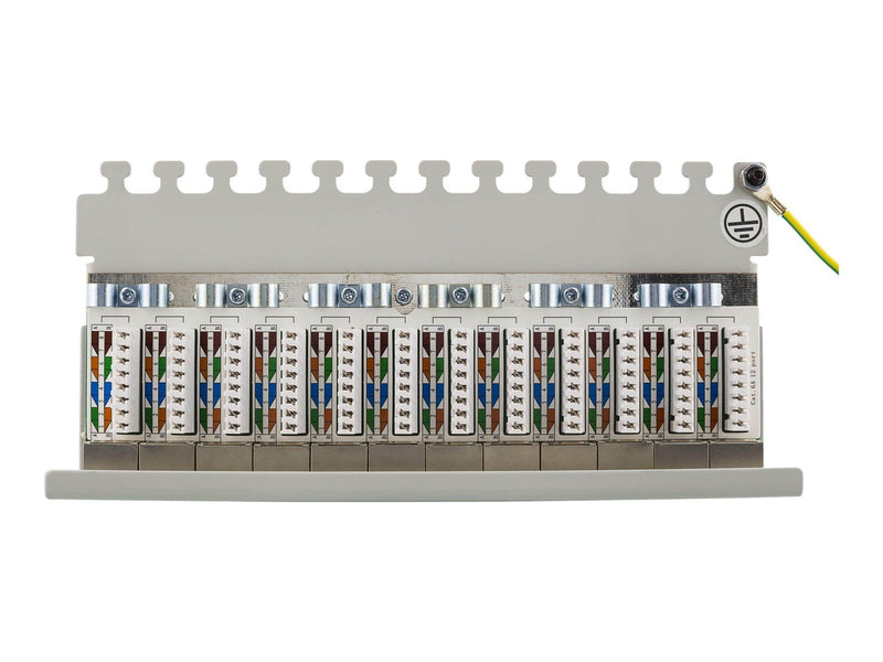 Deltaco PAN-212 Patch Panel 12xRJ45 Cat6a wall-mountable metal grey
