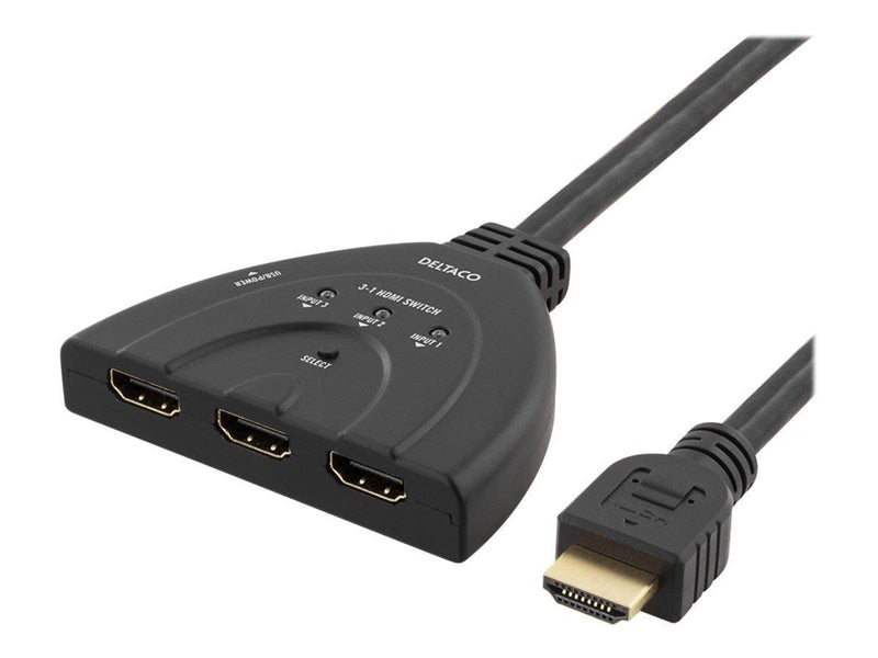 Deltaco HDMI Switch  3 inputs to 1 output 4K in
