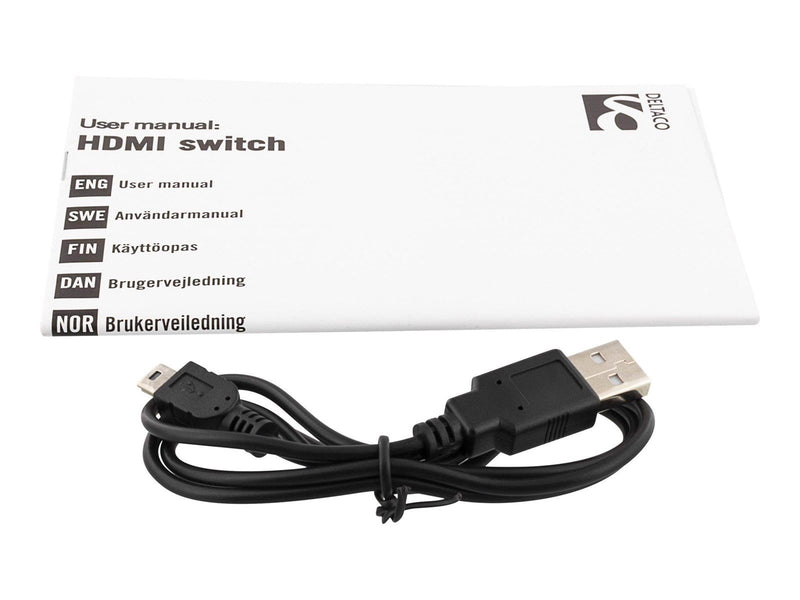 Deltaco HDMI Switch  3 inputs to 1 output 4K in