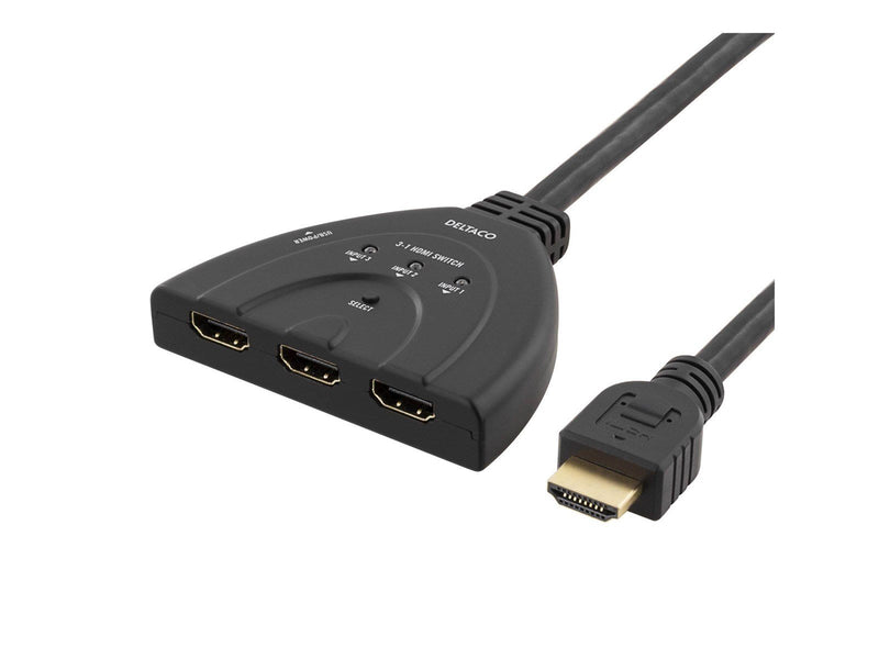 Deltaco HDMI Switch  3 inputs to 1 output 4K in