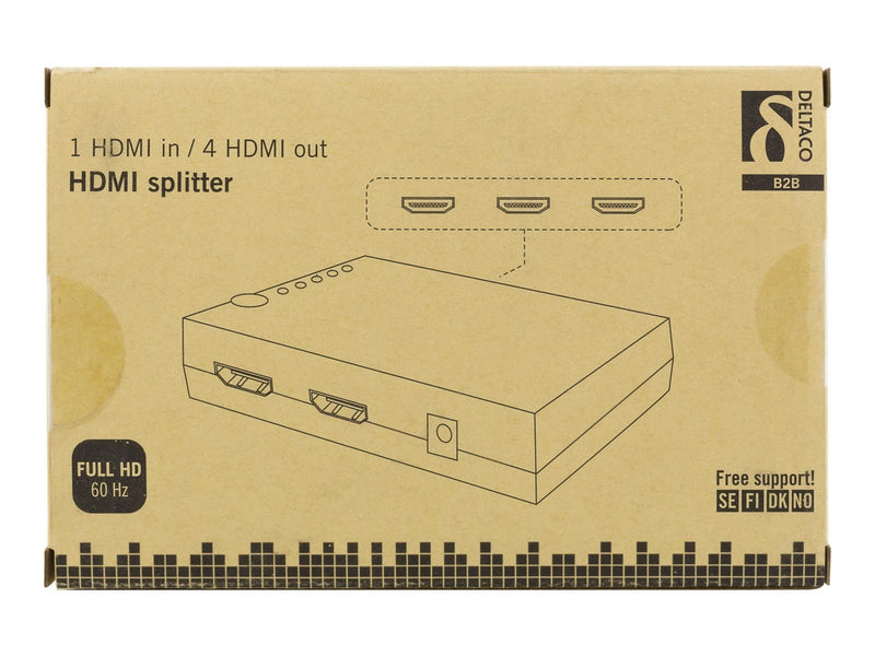 Deltaco HDMI splitter 1x HDMI in 4x HDMI out 6.