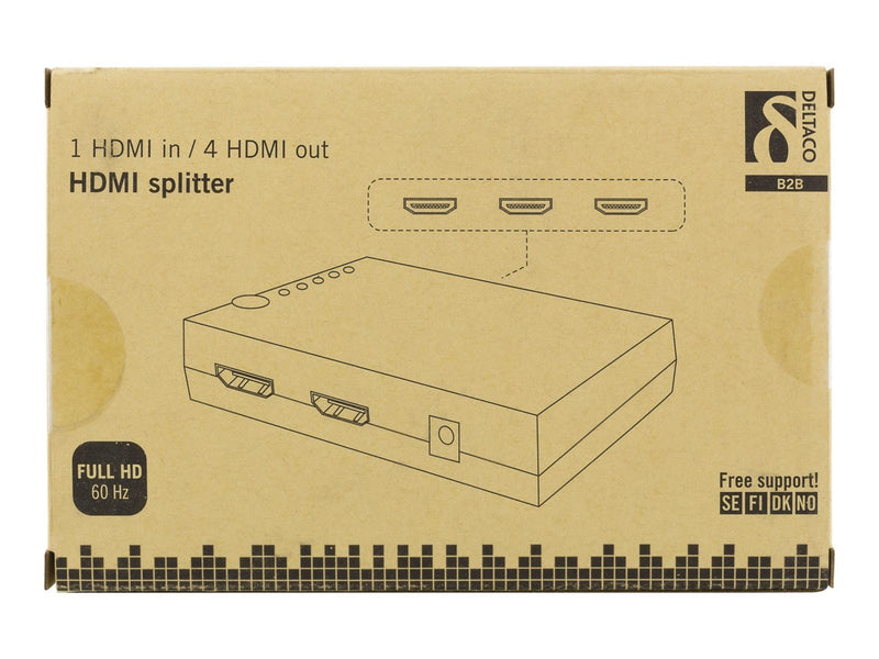 Deltaco HDMI splitter 1x HDMI in 4x HDMI out 6.