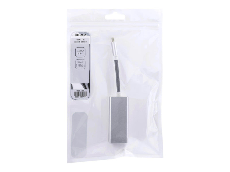 Deltaco USB C Network Adapter Gigabit RJ45 white