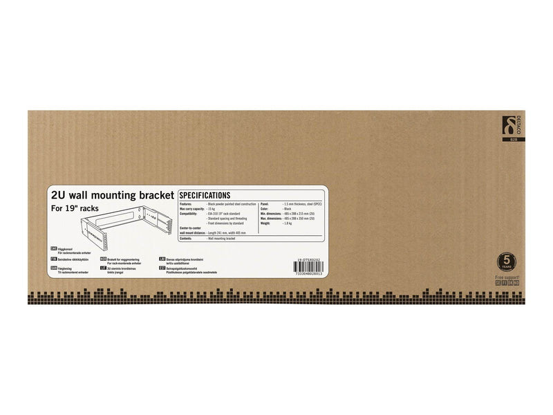 Deltaco 19-DTSR0202 - 2U - Wall Mount Bracket