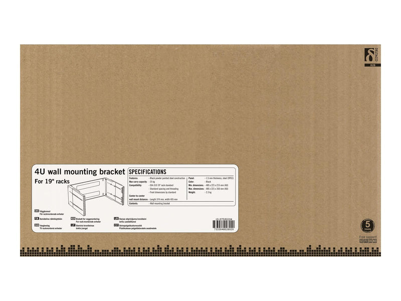 Deltaco 19-DTSR0204 - 4U - Wall Mount Rack Bracket