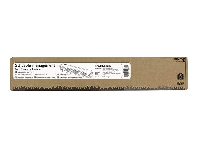 Deltaco 19" cable management metal/plastic finge
